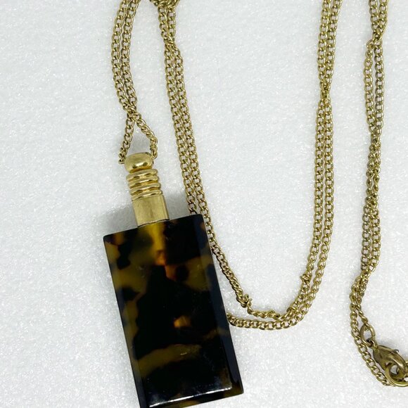 Cabi "Zelda" Tortoise Design Perfume Bottle Pendant Necklace w Botanical Design - Picture 4 of 9
